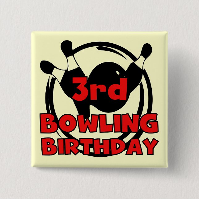 Badge Carré 5 Cm 3e Bowling Anniversaire Tshirts et cadeaux (Devant)