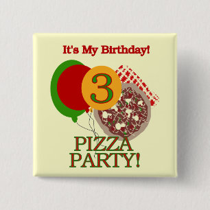 Badge Carré 5 Cm 3e fête de pizza Tshirts et cadeaux d'anniversaire