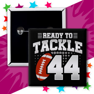 Badge Carré 5 Cm 44 ans Tackle Football Party 44e anniversaire