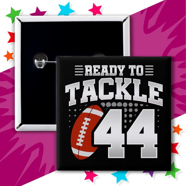 Badge Carré 5 Cm 44 ans Tackle Football Party 44e anniversaire (Créateur téléchargé)