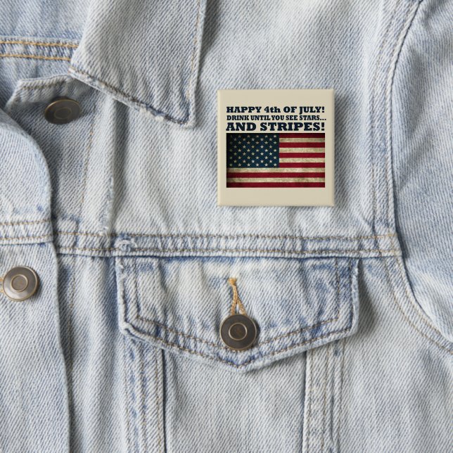 Badge Carré 5 Cm 4 juillet drôle (En situation)