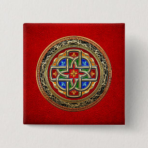 Badge Carré 5 Cm [500] Croix celtique [Or+Émail]