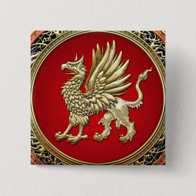 Badge Carré 5 Cm [500] Sacred Gold Griffin (Devant)