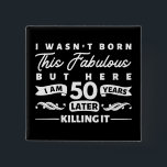 Badge Carré 5 Cm 50e anniversaire<br><div class="desc">Cadeau 50e anniversaire</div>