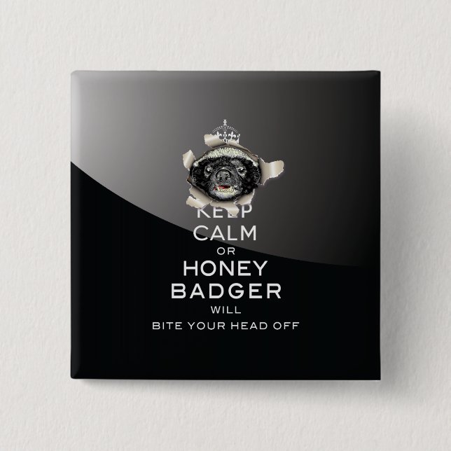 Badge Carré 5 Cm [53] Gardez le calme ou le blaireau de miel... (Devant)