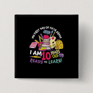 Badge Carré 5 Cm 5e Grade Teacher My First Day