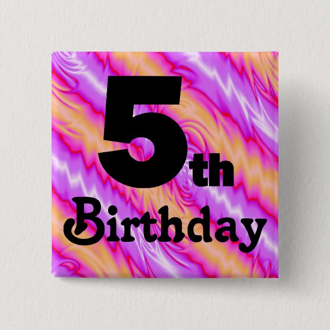 Badge Carré 5 Cm 5ème Anniversaire (Devant)