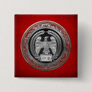 Badge Carré 5 Cm [600] Aigle impérial romain argenté