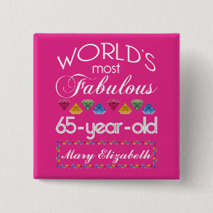 Badge Carré 5 Cm 65e anniversaire des plus fabuleuses pierres color