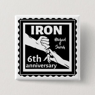 Badge Carré 5 Cm 6e anniversaire mariage de la fonte traditionnelle