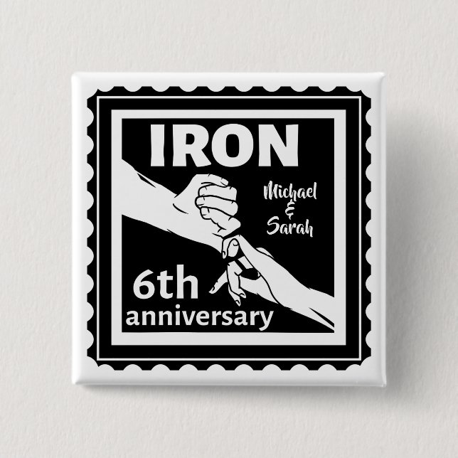 Badge Carré 5 Cm 6e anniversaire mariage traditionnel cadeau fer (Devant)