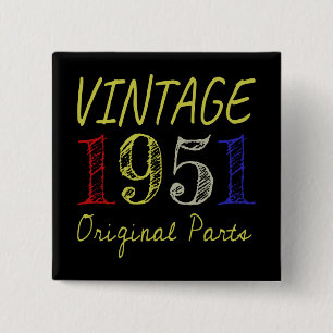 Badge Carré 5 Cm 70e anniversaire Cadeau Vintage 1951 Pièces origin