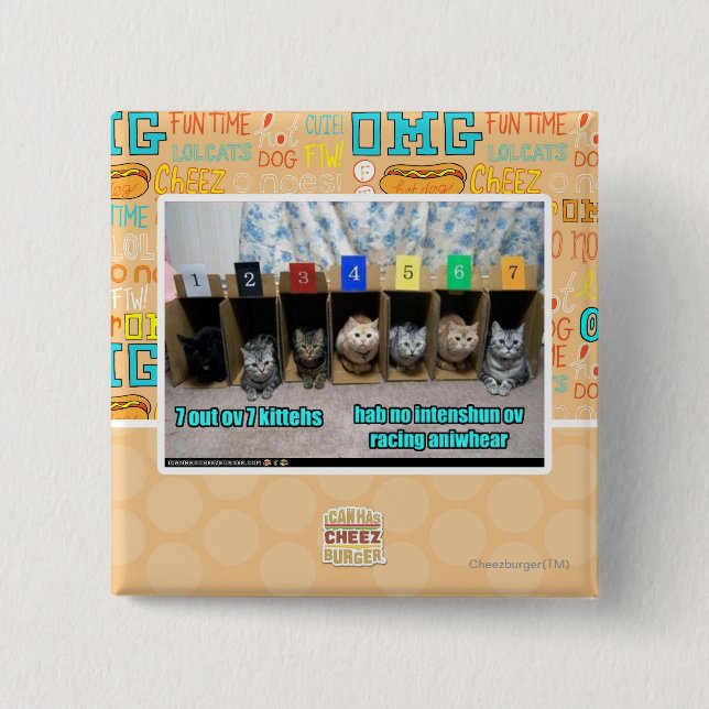 Badge Carré 5 Cm 7 kittehs d'OV 7 (Devant)