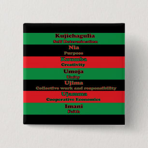 Badge Carré 5 Cm 7 Principes du bouton Kwanzaa