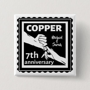 Badge Carré 5 Cm 7e anniversaire mariage traditionnel cadeau fer