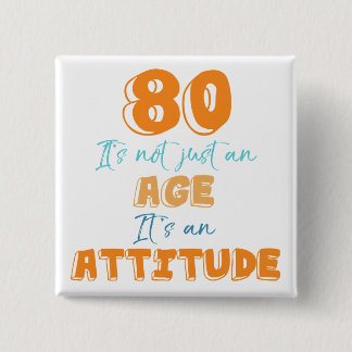 Badge Carré 5 Cm 80e anniversaire Gag cadeau