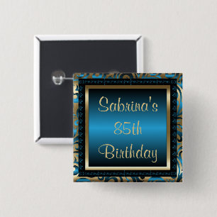 Badge Carré 5 Cm 85th Texte   de la fête d'anniversaire