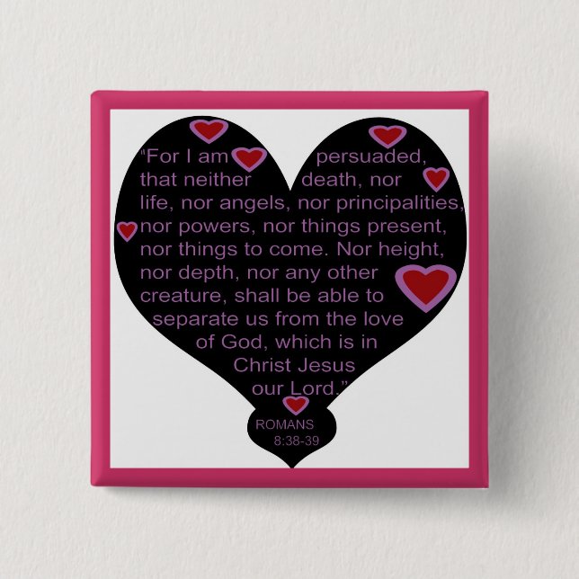 Badge Carré 5 Cm 8h38 de Romains - bouton de 39 coeurs (Devant)