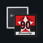 Badge Carré 5 Cm 90e anniversaire - Regardez qui a 90 ans<br><div class="desc">Bouton 90e anniversaire. ⭐ Ce Produit est 100% Personnalisable. *****Cliquez sur le BOUTON PERSONNALISER pour ajouter, supprimer, déplacer, redimensionner, modifier, tourner, etc... n'importe quel graphique ou texte. 99% de mes designs dans mon magasin sont faits en couches. Cela vous permet de redimensionner et de déplacer facilement les graphiques et le...</div>