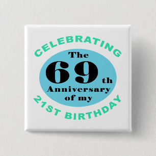 Badge Carré 5 Cm 90th Birthday Humor