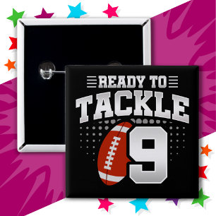 Badge Carré 5 Cm 9 ans Tackball Party Enfants 9e anniversaire