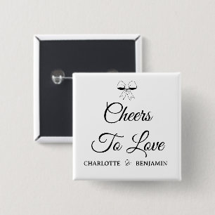 Badge Carré 5 Cm À l'amour Burgundy Script Ivory Nœud Mariage