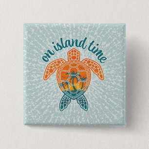 Badge Carré 5 Cm À l'heure de l'île Conception de tortues de mer co