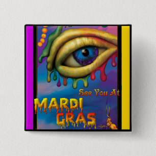 Badge Carré 5 Cm À Mardi Gras Eye
