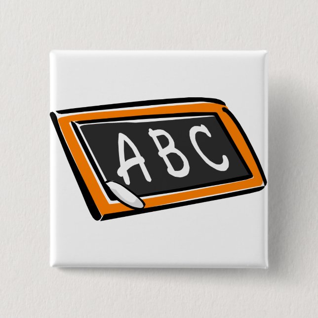 Badge Carré 5 Cm ABC sur tableau noir (Devant)