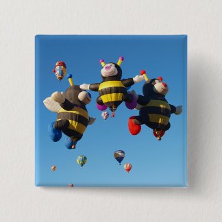 Badge Carré 5 Cm Abeilles chaudes de ballon à air - goupilles de
