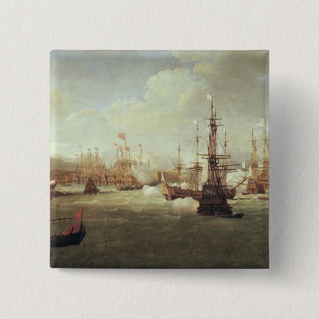 Badge Carré 5 Cm Abraham Duquesne chez Chios, après 1681 (Devant)