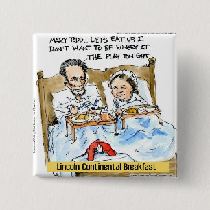 Badge Carré 5 Cm Abraham Lincoln & Mary Todd Petit-déjeuner au lit