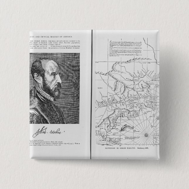 Badge Carré 5 Cm Abraham Ortel Oretelius (Devant)
