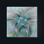 Badge Carré 5 Cm Abstract Blue Green Butterfly Fantasy Fractal Art<br><div class="desc">A modern and very decorative fantasy butterfly
with harmonious blue-green pastel colors.
Design for your square button and more.</div>