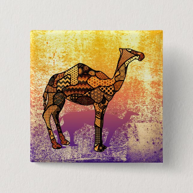 Badge Carré 5 Cm Abstract Collage Ozzy the Camel ID102 (Devant)
