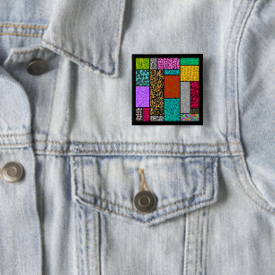 Badge Carré 5 Cm Abstraction de design graphique floral Mondrian