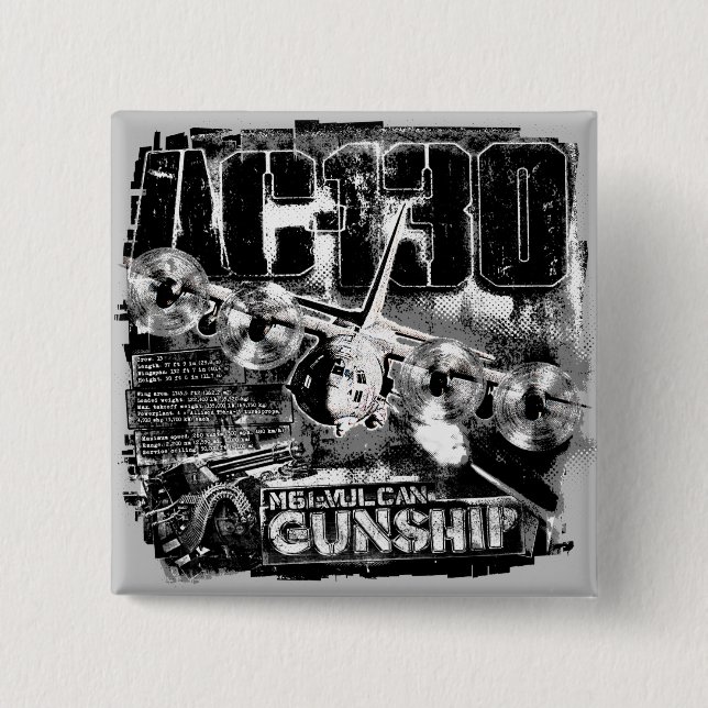 BADGE CARRÉ 5 CM AC-130 (Devant)