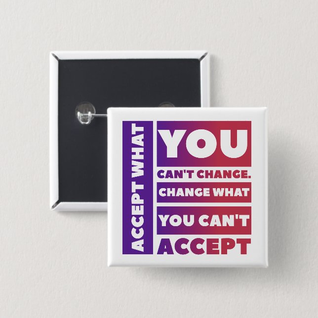 Badge Carré 5 Cm Accepter - Bouton Carré (Devant & derrière)