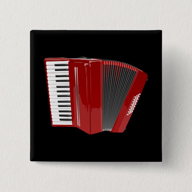 Badge Carré 5 Cm Accordion : Accordéon rouge (Devant)