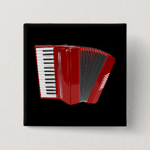 Badge Carré 5 Cm Accordion : Accordéon rouge