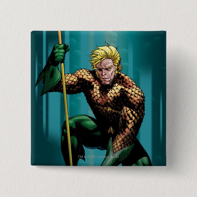 Badge Carré 5 Cm Accrochage d'Aquaman (Devant)