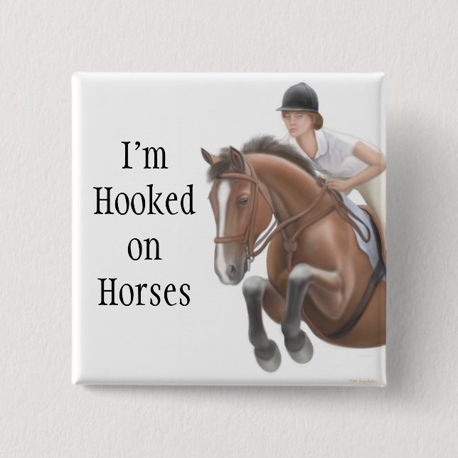 Badge Carré 5 Cm Accroché sur le Pin de chevaux (Devant)