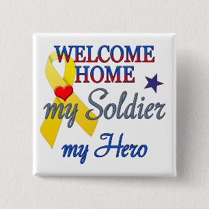 Badge Carré 5 Cm Accueil Mon Soldat Mon Héros