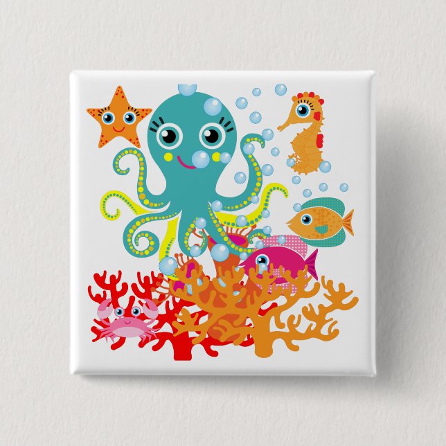 Badge Carré 5 Cm Accueil vers l'océan (Devant)