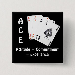 Badge Carré 5 Cm ACE Attitude + Engagement = Excellence