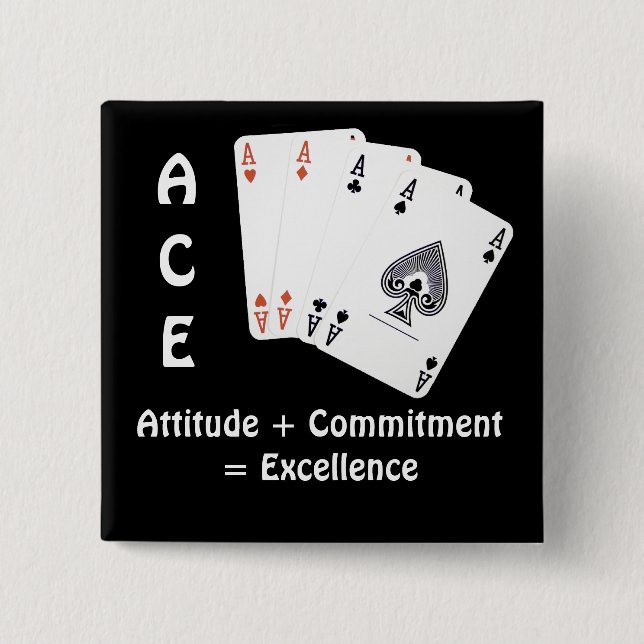 Badge Carré 5 Cm ACE Attitude + Engagement = Excellence (Devant)