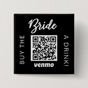Badge Carré 5 Cm Acheter La Mariée Un Verre Avec QR Code Venmo Blac
