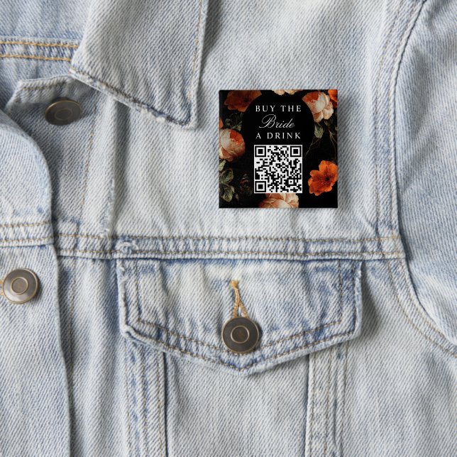Badge Carré 5 Cm Acheter un verre à la mariée Code QR EVJF (En situation)