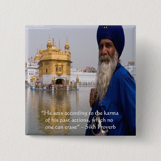 Badge Carré 5 Cm Actions/Karma proverbe sikh (Devant)