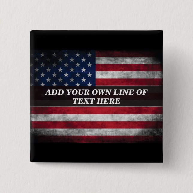 Badge Carré 5 Cm Add your text on American flag (Devant)